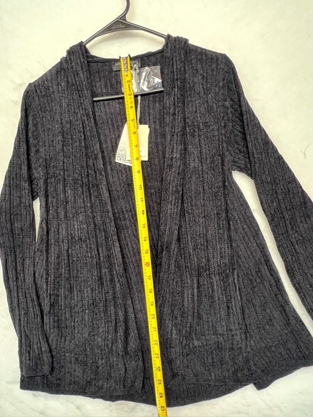 Barefoot Dreams Namaste Ribbed Hooded Cardigan Black Size S - Picture 9 of 12